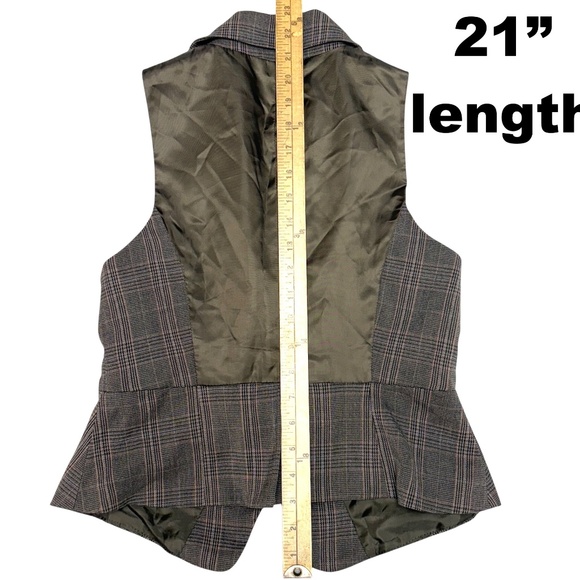 vest NEW YORK & COMPANY 2 vintage peplum brown tweed academia steampunk - Picture 12 of 14